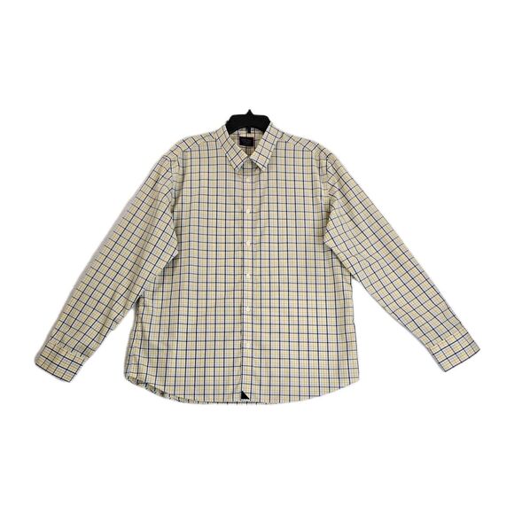 UNTUCKit Shirt Mens 2XL Yellow Blue Plaid Button Down Slim Fit Wrinkle Free - Picture 2 of 16